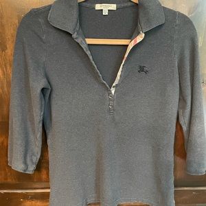 Burberry London 3/4 sleeve polo shirt in faded gray color